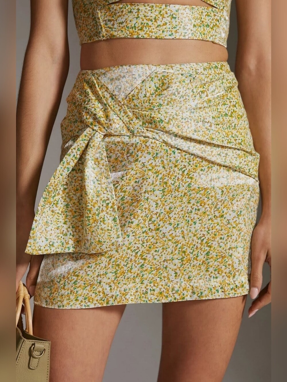Sabina Musayev Shunit Floral Printed Mini Skirt Tie Front Designer Coquette